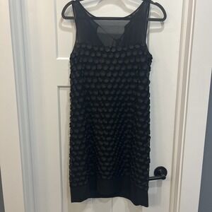 Leifsdottir Anthropologie Women's Black Sheer Top Tonelle‎ Dress Size 4 Circles